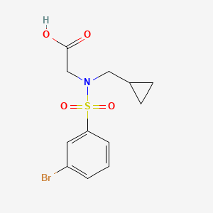 molecular formula C12H14BrNO4S B7556958 2-[(3-Bromophenyl)sulfonyl-(cyclopropylmethyl)amino]acetic acid 