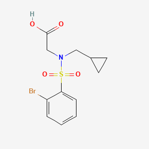 molecular formula C12H14BrNO4S B7556962 2-[(2-Bromophenyl)sulfonyl-(cyclopropylmethyl)amino]acetic acid 