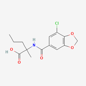 molecular formula C14H16ClNO5 B7556981 2-[(7-Chloro-1,3-benzodioxole-5-carbonyl)amino]-2-methylpentanoic acid 