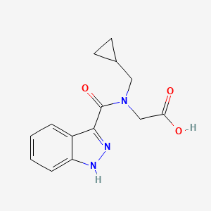 molecular formula C14H15N3O3 B7556988 2-[cyclopropylmethyl(1H-indazole-3-carbonyl)amino]acetic acid 