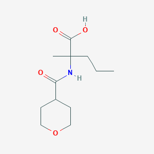 molecular formula C12H21NO4 B7556995 2-Methyl-2-(oxane-4-carbonylamino)pentanoic acid 