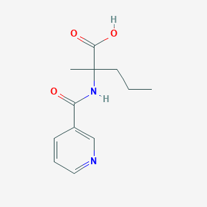 molecular formula C12H16N2O3 B7557021 2-Methyl-2-(pyridine-3-carbonylamino)pentanoic acid 