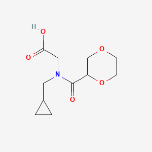 molecular formula C11H17NO5 B7557050 2-[Cyclopropylmethyl(1,4-dioxane-2-carbonyl)amino]acetic acid 