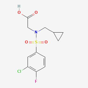 molecular formula C12H13ClFNO4S B7557072 2-[(3-Chloro-4-fluorophenyl)sulfonyl-(cyclopropylmethyl)amino]acetic acid 