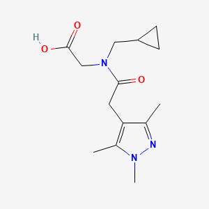 molecular formula C14H21N3O3 B7557077 2-[Cyclopropylmethyl-[2-(1,3,5-trimethylpyrazol-4-yl)acetyl]amino]acetic acid 