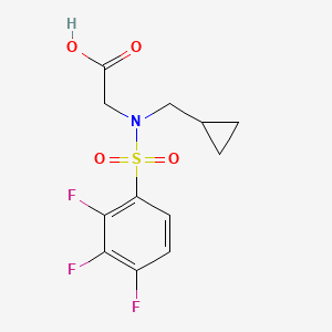 molecular formula C12H12F3NO4S B7557089 2-[Cyclopropylmethyl-(2,3,4-trifluorophenyl)sulfonylamino]acetic acid 