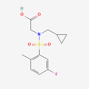 molecular formula C13H16FNO4S B7557115 2-[Cyclopropylmethyl-(5-fluoro-2-methylphenyl)sulfonylamino]acetic acid 