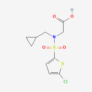 molecular formula C10H12ClNO4S2 B7557129 2-[(5-Chlorothiophen-2-yl)sulfonyl-(cyclopropylmethyl)amino]acetic acid 