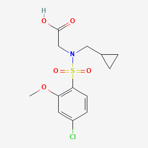 molecular formula C13H16ClNO5S B7557136 2-[(4-Chloro-2-methoxyphenyl)sulfonyl-(cyclopropylmethyl)amino]acetic acid 