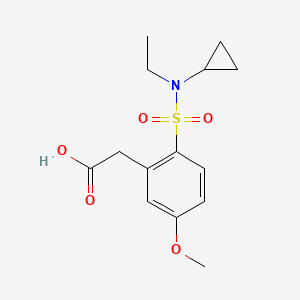molecular formula C14H19NO5S B7557147 2-[2-[Cyclopropyl(ethyl)sulfamoyl]-5-methoxyphenyl]acetic acid 
