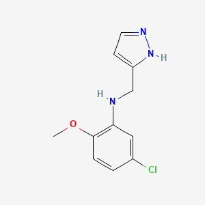 molecular formula C11H12ClN3O B7557171 5-chloro-2-methoxy-N-(1H-pyrazol-5-ylmethyl)aniline 
