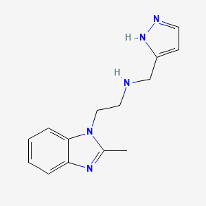 molecular formula C14H17N5 B7557214 2-(2-methylbenzimidazol-1-yl)-N-(1H-pyrazol-5-ylmethyl)ethanamine 