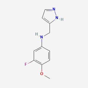 molecular formula C11H12FN3O B7557215 3-fluoro-4-methoxy-N-(1H-pyrazol-5-ylmethyl)aniline 