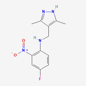 molecular formula C12H13FN4O2 B7557243 N-[(3,5-dimethyl-1H-pyrazol-4-yl)methyl]-4-fluoro-2-nitroaniline 