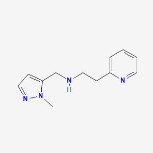 molecular formula C12H16N4 B7557251 N-[(2-methylpyrazol-3-yl)methyl]-2-pyridin-2-ylethanamine 