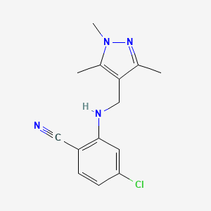 molecular formula C14H15ClN4 B7557291 4-Chloro-2-[(1,3,5-trimethylpyrazol-4-yl)methylamino]benzonitrile 
