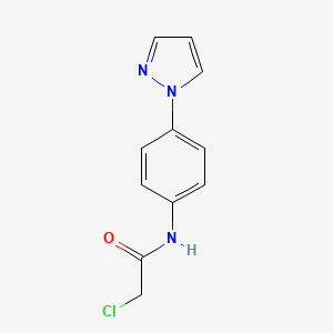 molecular formula C11H10ClN3O B7557294 2-chloro-N-(4-pyrazol-1-ylphenyl)acetamide 