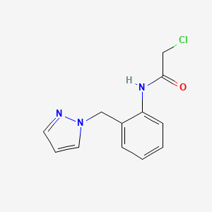 molecular formula C12H12ClN3O B7557315 2-chloro-N-[2-(pyrazol-1-ylmethyl)phenyl]acetamide 