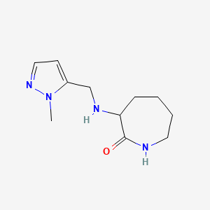 molecular formula C11H18N4O B7557333 3-[(2-Methylpyrazol-3-yl)methylamino]azepan-2-one 