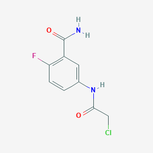 molecular formula C9H8ClFN2O2 B7557354 5-[(2-Chloroacetyl)amino]-2-fluorobenzamide 