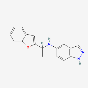 molecular formula C17H15N3O B7557382 N-[1-(1-benzofuran-2-yl)ethyl]-1H-indazol-5-amine 
