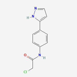 molecular formula C11H10ClN3O B7557421 2-chloro-N-[4-(1H-pyrazol-5-yl)phenyl]acetamide 