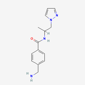 molecular formula C14H18N4O B7557447 4-(aminomethyl)-N-(1-pyrazol-1-ylpropan-2-yl)benzamide 