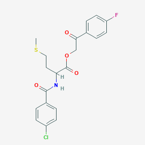 molecular formula C20H19ClFNO4S B7557498 [2-(4-Fluorophenyl)-2-oxoethyl] 2-[(4-chlorobenzoyl)amino]-4-methylsulfanylbutanoate 
