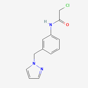 molecular formula C12H12ClN3O B7557531 2-chloro-N-[3-(pyrazol-1-ylmethyl)phenyl]acetamide 