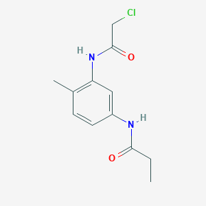 molecular formula C12H15ClN2O2 B7557650 N-[3-[(2-chloroacetyl)amino]-4-methylphenyl]propanamide 