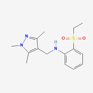 molecular formula C15H21N3O2S B7557663 2-ethylsulfonyl-N-[(1,3,5-trimethylpyrazol-4-yl)methyl]aniline 