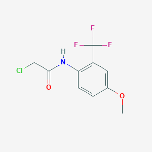 molecular formula C10H9ClF3NO2 B7557697 2-chloro-N-[4-methoxy-2-(trifluoromethyl)phenyl]acetamide 