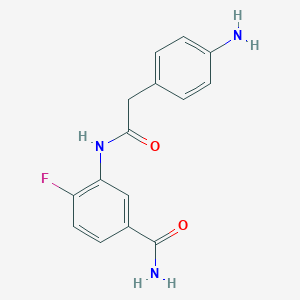 molecular formula C15H14FN3O2 B7557704 3-[[2-(4-Aminophenyl)acetyl]amino]-4-fluorobenzamide 
