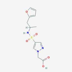 molecular formula C12H15N3O5S B7557719 2-[4-[1-(Furan-2-yl)propan-2-ylsulfamoyl]pyrazol-1-yl]acetic acid 