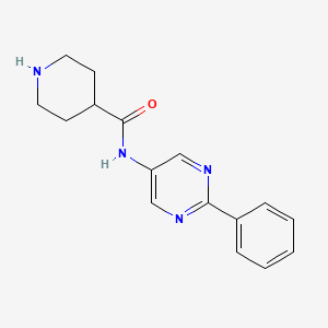 molecular formula C16H18N4O B7557775 N-(2-phenylpyrimidin-5-yl)piperidine-4-carboxamide 