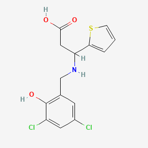 molecular formula C14H13Cl2NO3S B7557820 3-[(3,5-Dichloro-2-hydroxyphenyl)methylamino]-3-thiophen-2-ylpropanoic acid 