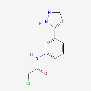 molecular formula C11H10ClN3O B7557858 2-chloro-N-[3-(1H-pyrazol-5-yl)phenyl]acetamide 