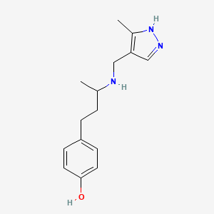 molecular formula C15H21N3O B7557950 4-[3-[(5-methyl-1H-pyrazol-4-yl)methylamino]butyl]phenol 