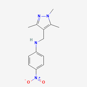 molecular formula C13H16N4O2 B7557995 4-nitro-N-[(1,3,5-trimethylpyrazol-4-yl)methyl]aniline 