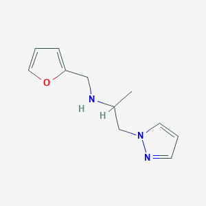 molecular formula C11H15N3O B7558001 N-(furan-2-ylmethyl)-1-pyrazol-1-ylpropan-2-amine 