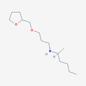molecular formula C14H29NO2 B7558028 N-[3-(oxolan-2-ylmethoxy)propyl]hexan-2-amine 