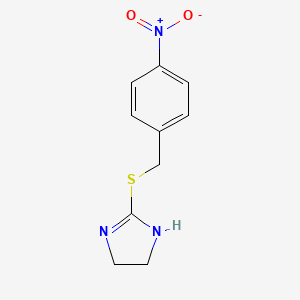 molecular formula C10H11N3O2S B7558041 2-{[(4-nitrophenyl)methyl]sulfanyl}-4,5-dihydro-1H-imidazole 