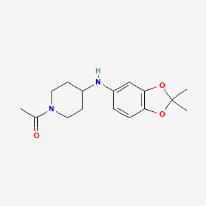 molecular formula C16H22N2O3 B7558137 1-[4-[(2,2-Dimethyl-1,3-benzodioxol-5-yl)amino]piperidin-1-yl]ethanone 