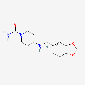 molecular formula C15H21N3O3 B7558151 4-[1-(1,3-Benzodioxol-5-yl)ethylamino]piperidine-1-carboxamide 