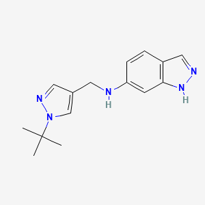 molecular formula C15H19N5 B7558165 N-[(1-tert-butylpyrazol-4-yl)methyl]-1H-indazol-6-amine 