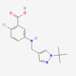 molecular formula C15H18ClN3O2 B7558171 5-[(1-Tert-butylpyrazol-4-yl)methylamino]-2-chlorobenzoic acid 