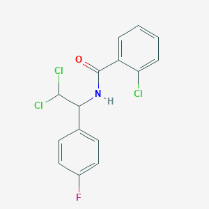 molecular formula C15H11Cl3FNO B7558196 2-chloro-N-[2,2-dichloro-1-(4-fluorophenyl)ethyl]benzamide 