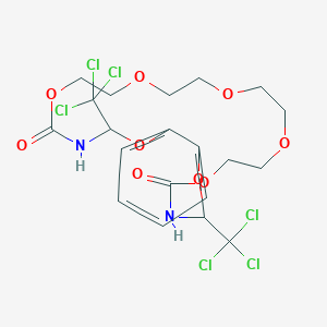 molecular formula C20H24Cl6N2O9 B7558207 3,21-Bis(trichloromethyl)-2,6,9,12,15,18,22-heptaoxa-4,20-diazabicyclo[21.4.0]heptacosa-1(27),23,25-triene-5,19-dione 