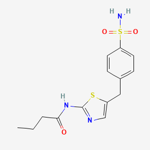 molecular formula C14H17N3O3S2 B7558249 N-[5-[(4-sulfamoylphenyl)methyl]-1,3-thiazol-2-yl]butanamide 