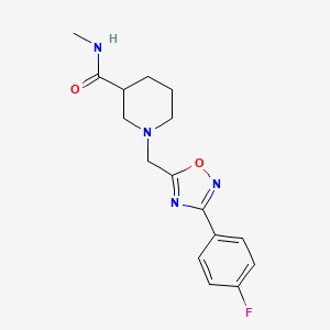 molecular formula C16H19FN4O2 B7558264 1-[[3-(4-fluorophenyl)-1,2,4-oxadiazol-5-yl]methyl]-N-methylpiperidine-3-carboxamide 